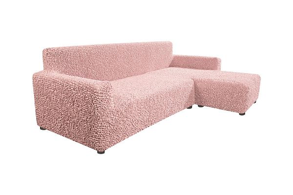Еврочехол Чехол на угловой диван с правым выступом Микрофибра Пепельно-розовый